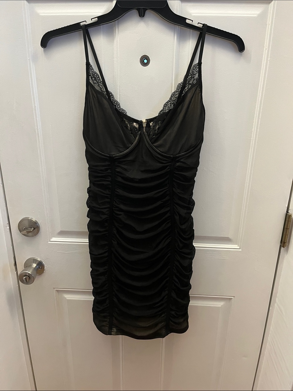 Brand New Fashion Nova Silent Killer Lace-Trim Ruched Mini Dress